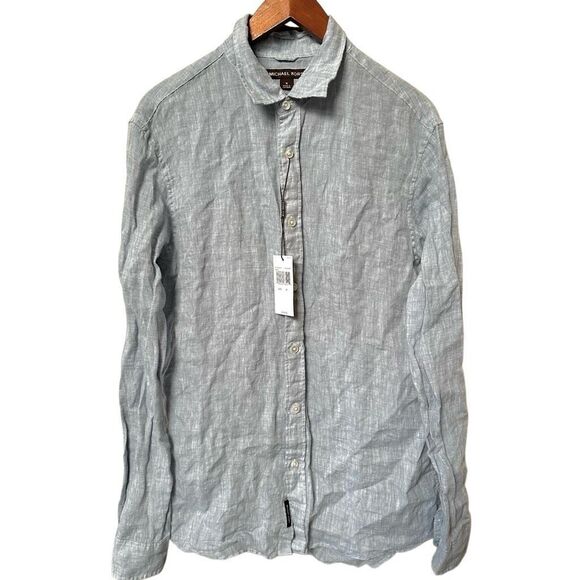Michael Kors blue linen button down shirt - Picture 1 of 6
